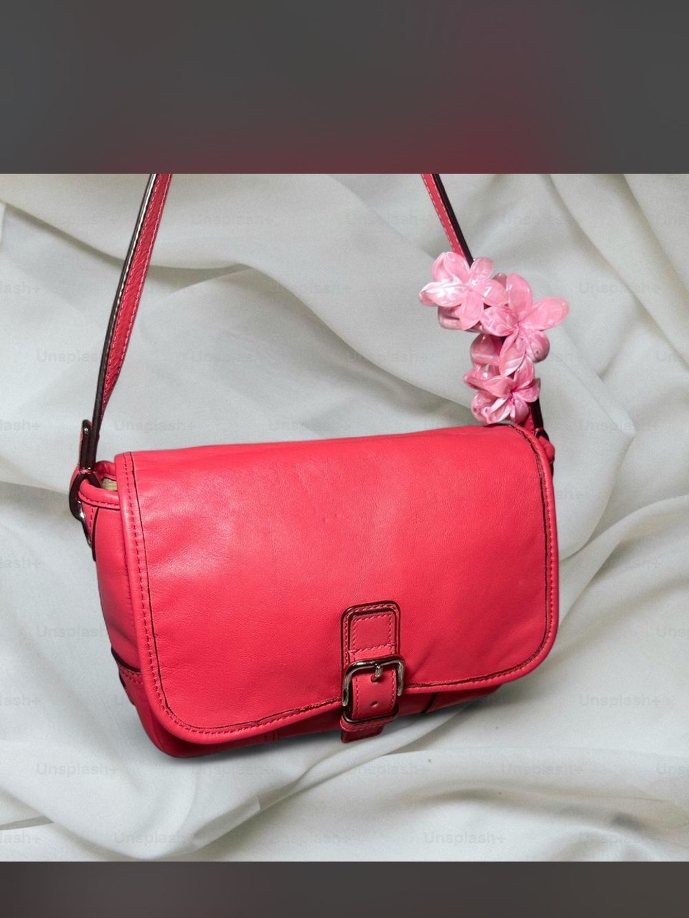 Coach Pink Leather Buckle Crossbody